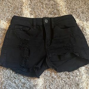 Black ripped jean shorts